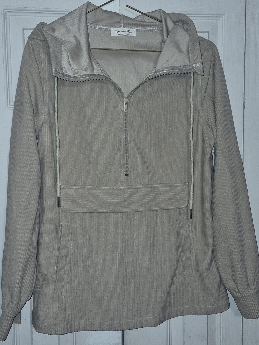Doe & Rae Beige Corduroy Half-Zip Anorak